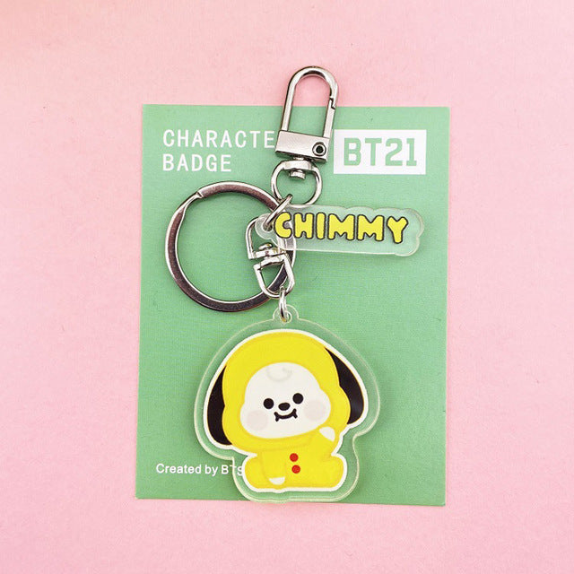 Cute Cartoon Doll Keychain Bags Chain For Women Men Acrylic Charm Characters Kpop Pendant Keyrings Accessories Creative Jewelry