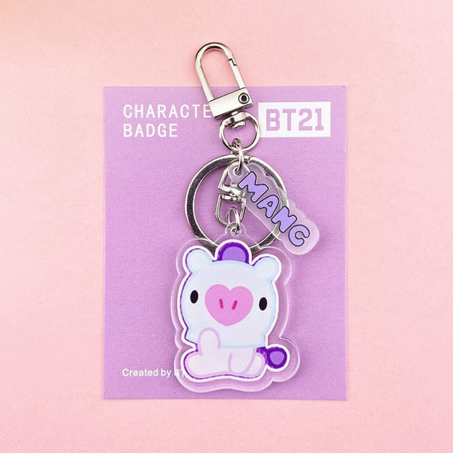 Cute Cartoon Doll Keychain Bags Chain For Women Men Acrylic Charm Characters Kpop Pendant Keyrings Accessories Creative Jewelry