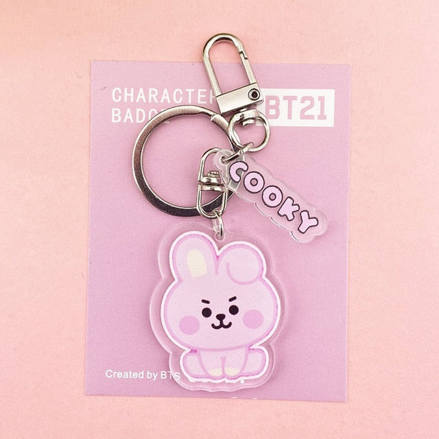 Cute Cartoon Doll Keychain Bags Chain For Women Men Acrylic Charm Characters Kpop Pendant Keyrings Accessories Creative Jewelry