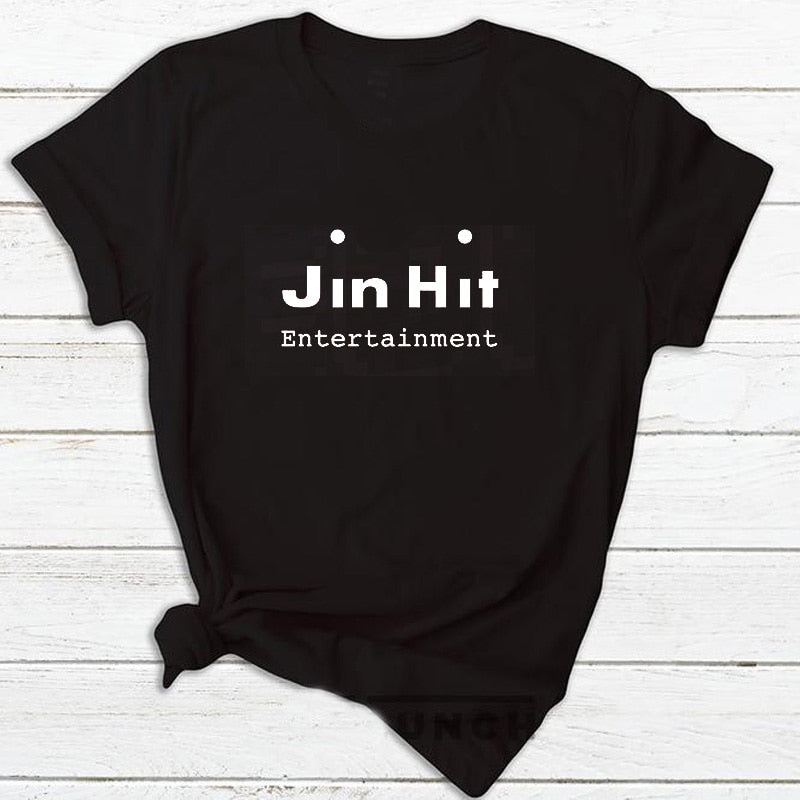 JinHit Entertainment Unisex Kpop T-Shirt Women Fashion Cotton Short Sleeve Tshirt Feminina Letter Printed Women's T-shirts