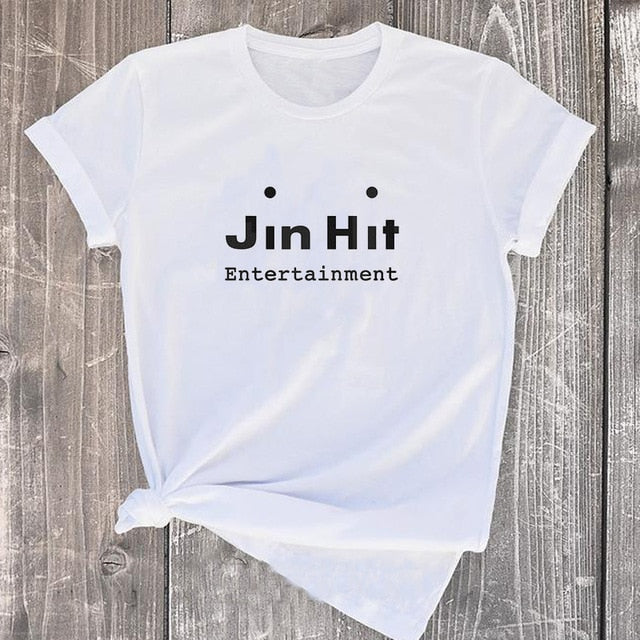 JinHit Entertainment Unisex Kpop T-Shirt Women Fashion Cotton Short Sleeve Tshirt Feminina Letter Printed Women's T-shirts