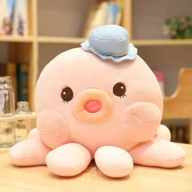 Lovely Creative Cute Cartoon Plush Octopus Hat Dressed Colorful Aquatic Animals Pink Yellow Blue Kawaii Plushie Family Kids Gift
