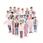 Load image into Gallery viewer, 50PCS Korean Kpop Bangtan Boys Stickers for Laptop Skateboard Home Decoration Car Scooter Decal Sticker Toy for Children
