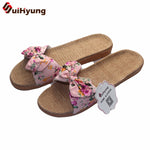 Load image into Gallery viewer, Suihyung Women Flax Slippers Summer Casual Slides Beach Shoes Ladies Indoor Linen Slippers Bohemia Floral Bow Flip Flops Sandals

