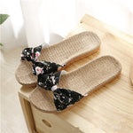 Load image into Gallery viewer, Suihyung Women Flax Slippers Summer Casual Slides Beach Shoes Ladies Indoor Linen Slippers Bohemia Floral Bow Flip Flops Sandals
