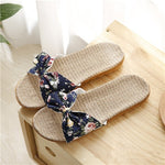 Load image into Gallery viewer, Suihyung Women Flax Slippers Summer Casual Slides Beach Shoes Ladies Indoor Linen Slippers Bohemia Floral Bow Flip Flops Sandals
