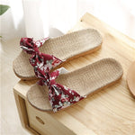 Load image into Gallery viewer, Suihyung Women Flax Slippers Summer Casual Slides Beach Shoes Ladies Indoor Linen Slippers Bohemia Floral Bow Flip Flops Sandals
