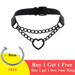 Load image into Gallery viewer, All black Heart chain choker goth girls collar grunge style punk chokers harajuku kawaii necklace  chocker halloween accessories
