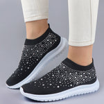 Load image into Gallery viewer, Vulcanized Shoes Sneakers Women Trainers Knitted Sneakers Ladies Slip-on Sock Shoes Sparkly Crystal Zapatillas Mujer Casual
