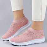 Load image into Gallery viewer, Vulcanized Shoes Sneakers Women Trainers Knitted Sneakers Ladies Slip-on Sock Shoes Sparkly Crystal Zapatillas Mujer Casual
