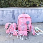 Load image into Gallery viewer, 2019 Chain Canvas female book bag backpack 5pcs/set schoolbag school bag travel pack fashion Tassel women teenage teenagers girl
