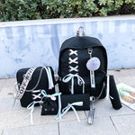 Load image into Gallery viewer, 2019 Chain Canvas female book bag backpack 5pcs/set schoolbag school bag travel pack fashion Tassel women teenage teenagers girl
