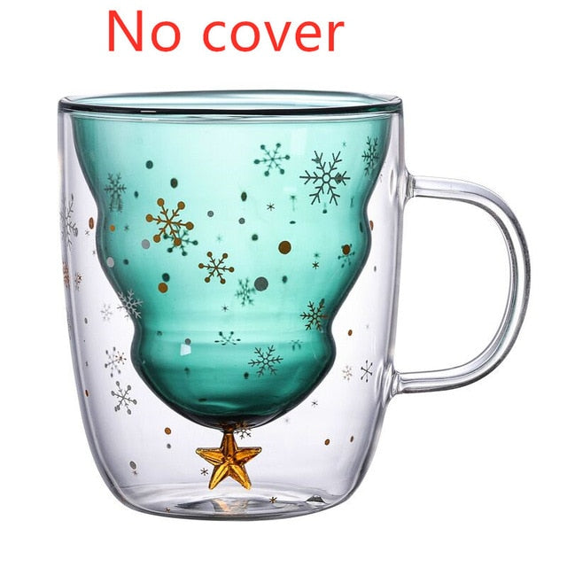 Glass Mugs Double Wall Glass mug, Bear cat dog animal Double-layer glass mug Coffee Cup, Christmas mug gift ,cute Tea Milk Cup