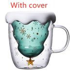 Load image into Gallery viewer, Glass Mugs Double Wall Glass mug, Bear cat dog animal Double-layer glass mug Coffee Cup, Christmas mug gift ,cute Tea Milk Cup
