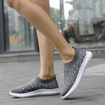 Load image into Gallery viewer, Vulcanized Shoes Sneakers Women Trainers Knitted Sneakers Ladies Slip-on Sock Shoes Sparkly Crystal Zapatillas Mujer Casual
