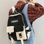 Load image into Gallery viewer, DCIMOR New Panelled Waterproof nylon Women backpack Female eye-splice schoolbag for Teenage girls Double front pocket Mochilas
