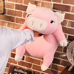 Squishy Pig Stuffed Doll Lying Plush Piggy Toy  White/Pink Animals Soft Plushie Hand Warmer Blanket Kids Comforting Pillow Gift