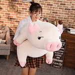 Load image into Gallery viewer, Squishy Pig Stuffed Doll Lying Plush Piggy Toy  White/Pink Animals Soft Plushie Hand Warmer Blanket Kids Comforting Pillow Gift
