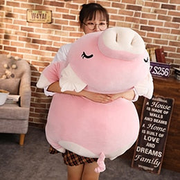Squishy Pig Stuffed Doll Lying Plush Piggy Toy  White/Pink Animals Soft Plushie Hand Warmer Blanket Kids Comforting Pillow Gift
