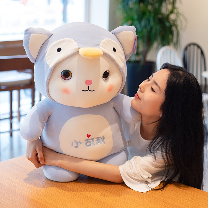 Kawaii Cat Stuffed Animals Plush Toys Cute Soft Doll Dress Up Giraffe Frog Penguin Dinosaur Kids Plushie Doll Girls Gift
