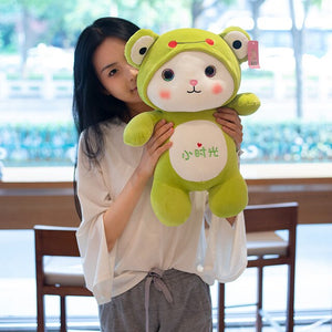 Kawaii Cat Stuffed Animals Plush Toys Cute Soft Doll Dress Up Giraffe Frog Penguin Dinosaur Kids Plushie Doll Girls Gift