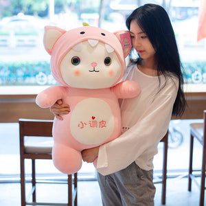 Kawaii Cat Stuffed Animals Plush Toys Cute Soft Doll Dress Up Giraffe Frog Penguin Dinosaur Kids Plushie Doll Girls Gift
