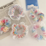Load image into Gallery viewer, Summer Elastic Mesh Scrunchie Rubber Band Kawaii Lace Rainbow Ponytail Holder Hair Ring Rope Organza Hair Accessories
