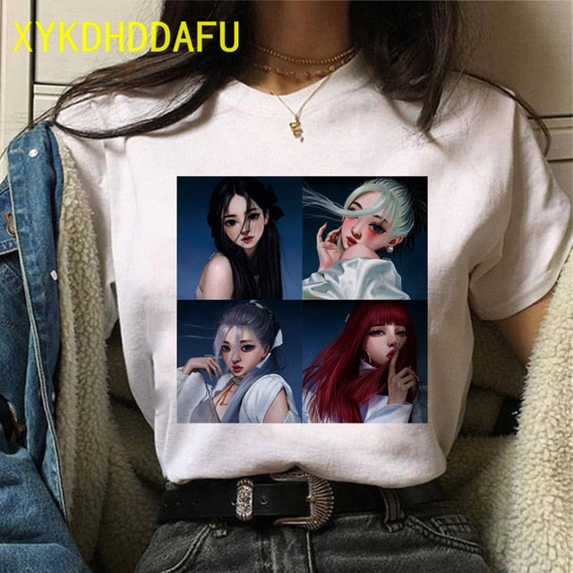 Blackpink Fashion T Shirt Women Hip Hop Casual Summer Top Tee K-pop Streetwear Tshirt Harajuku New Korean Style T-shirt Female