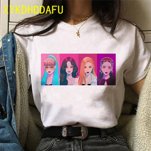 Blackpink Fashion T Shirt Women Hip Hop Casual Summer Top Tee K-pop Streetwear Tshirt Harajuku New Korean Style T-shirt Female
