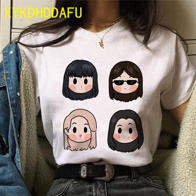 Blackpink Fashion T Shirt Women Hip Hop Casual Summer Top Tee K-pop Streetwear Tshirt Harajuku New Korean Style T-shirt Female