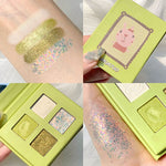 Load image into Gallery viewer, 4 Colors Cute Animal Matte Glitter Eyeshadow Palette Shimmer and Shine Pink Pearlescent Waterproof Sequin Eye shadow Palette
