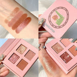 Load image into Gallery viewer, 4 Colors Cute Animal Matte Glitter Eyeshadow Palette Shimmer and Shine Pink Pearlescent Waterproof Sequin Eye shadow Palette
