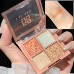 Load image into Gallery viewer, 4 Colors Cute Animal Matte Glitter Eyeshadow Palette Shimmer and Shine Pink Pearlescent Waterproof Sequin Eye shadow Palette
