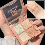 Load image into Gallery viewer, 4 Colors Cute Animal Matte Glitter Eyeshadow Palette Shimmer and Shine Pink Pearlescent Waterproof Sequin Eye shadow Palette
