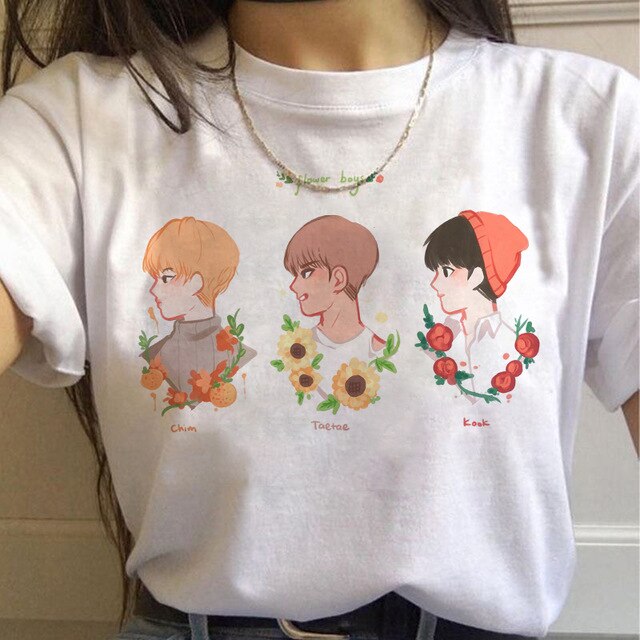 Harajuku T Shirts Women RM J-hope Bangtan Boys printed Tshirt Tshirts Cartoon Top Tee Female