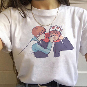 Harajuku T Shirts Women RM J-hope Bangtan Boys printed Tshirt Tshirts Cartoon Top Tee Female
