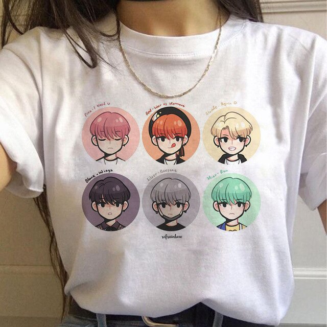 Harajuku T Shirts Women RM J-hope Bangtan Boys printed Tshirt Tshirts Cartoon Top Tee Female