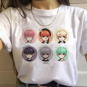 Harajuku T Shirts Women RM J-hope Bangtan Boys printed Tshirt Tshirts Cartoon Top Tee Female