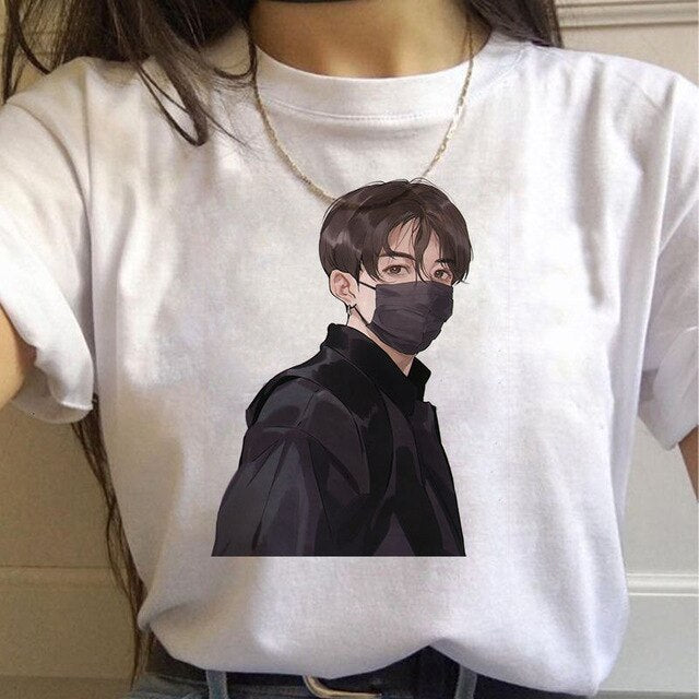 Harajuku T Shirts Women RM J-hope Bangtan Boys printed Tshirt Tshirts Cartoon Top Tee Female