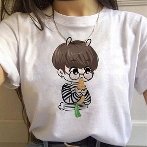 Harajuku T Shirts Women RM J-hope Bangtan Boys printed Tshirt Tshirts Cartoon Top Tee Female
