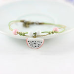 Load image into Gallery viewer, Miredo jewelry wholesale cute little strawberry watermelon clavicle necklace ceramic pendants twitter woven chain necklace #5182
