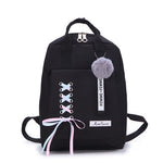 Load image into Gallery viewer, 4Pcs/Set Ribbon Chain Bowknot Letter Mochila Canvas Backpack Travel Rucksacks Leisure Backpacks For Teenage Girls School Bagpack
