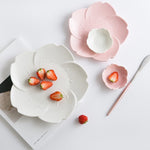 Load image into Gallery viewer, Pink White Cherry Blossom Ceramic Plate Dish Soup Food Rice Bowl Porcelain Tea Coffee Cup And Saucer Dinner Plate Tableware Set
