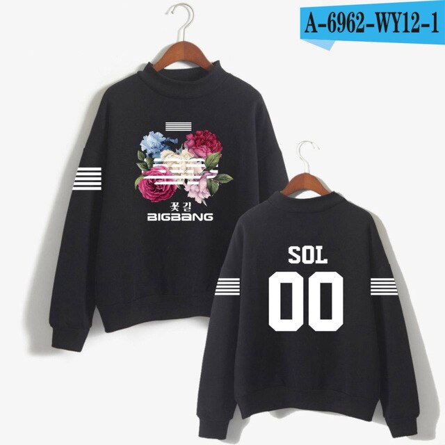 Kpop K-pop Korea Bigbang Flower Road Hoodie Sweatshirt Women Fashion Bigbang Female Fans Turtleneck Capless Sweatshirt Clothes