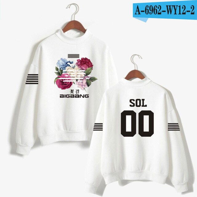 Kpop K-pop Korea Bigbang Flower Road Hoodie Sweatshirt Women Fashion Bigbang Female Fans Turtleneck Capless Sweatshirt Clothes