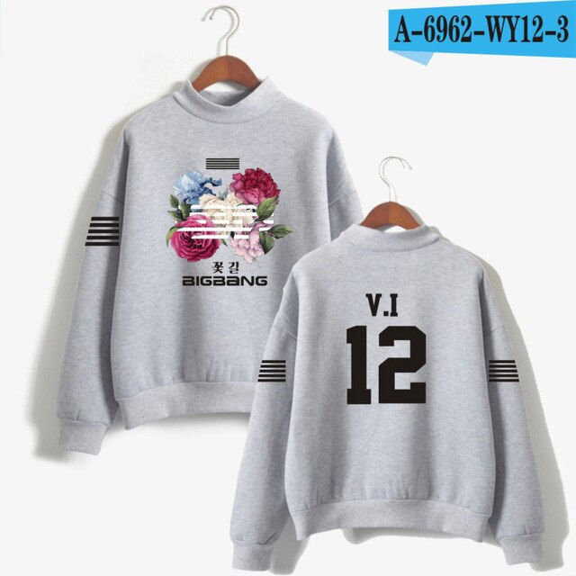 Kpop K-pop Korea Bigbang Flower Road Hoodie Sweatshirt Women Fashion Bigbang Female Fans Turtleneck Capless Sweatshirt Clothes