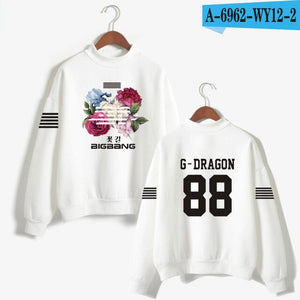 Kpop K-pop Korea Bigbang Flower Road Hoodie Sweatshirt Women Fashion Bigbang Female Fans Turtleneck Capless Sweatshirt Clothes