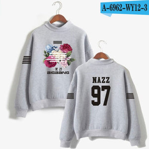 Kpop K-pop Korea Bigbang Flower Road Hoodie Sweatshirt Women Fashion Bigbang Female Fans Turtleneck Capless Sweatshirt Clothes