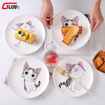 Load image into Gallery viewer, Cartoon Cat Ceramic Plate Creative Cuisine Dish Cute White Plate Steak Rice Soup Bone China Tableware Gift Ceramica Dish
