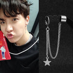 Load image into Gallery viewer, fashion jewelry 1 PCS KPOP Bangtan Boys Album JIMIN star Stud Earrings Stainless Double Pierced Earrings Star Moon Jewelry

